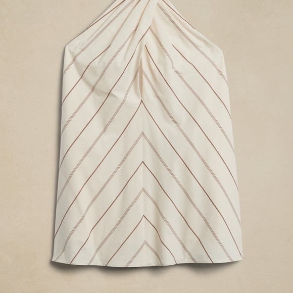 New! BANANA REPUBLIC Rhapsody Poplin Halter Top in Ecru Stripe colour, sz Large - Picture 3 of 6
